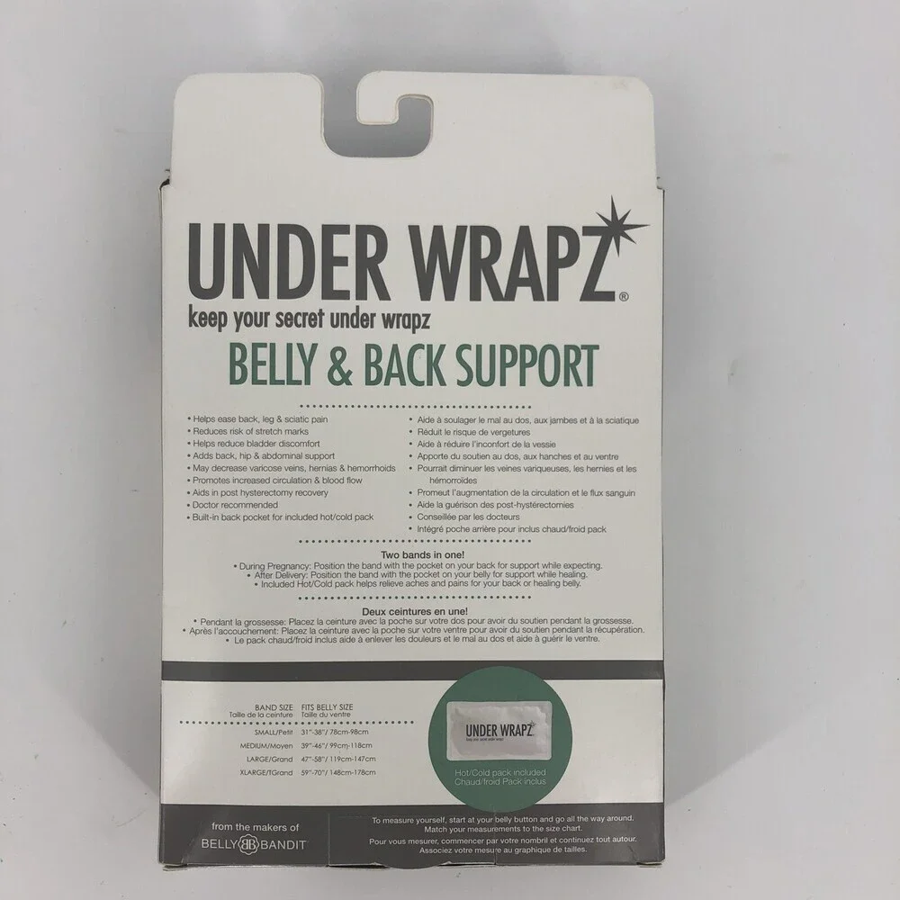 Under Wrapz Pregnancy Belly Hip and Back Support Wrap Black M/M With Gel Pack